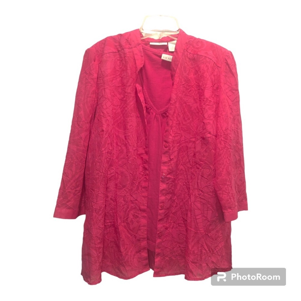 Kim Rogers Pink 2 piece shirt set, size XL